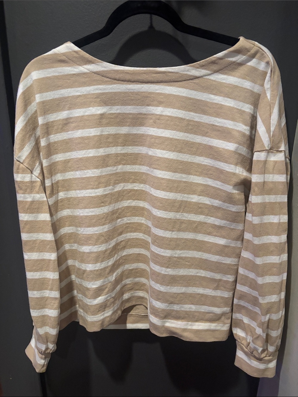 Southern Tide Beige and White Striped Long-Sleeve Top